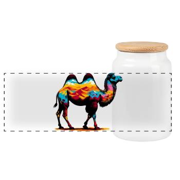 Camel - Panoramic Cookie Jar with Wooden Lid - white - Front