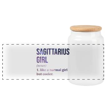Sagittarius - Panoramic Cookie Jar with Wooden Lid - white - Front