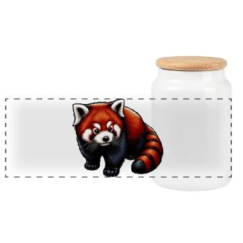 Kleiner Panda - Panorama Keksdose mit Holzdeckel - Weiß - Vorne