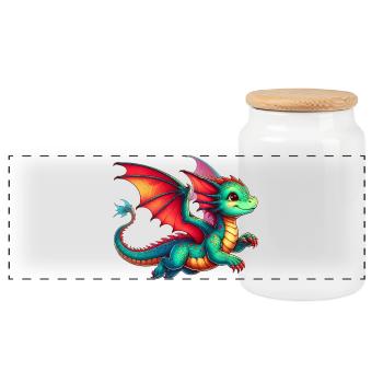 Dragon - Panoramic Cookie Jar with Wooden Lid - white - Front