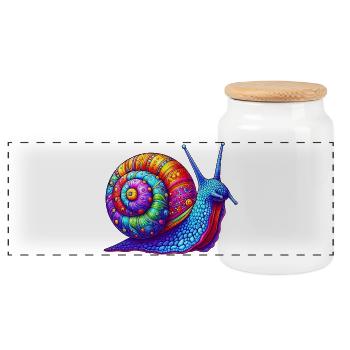 Schnecke - Panorama Keksdose mit Holzdeckel - Weiß - Vorne