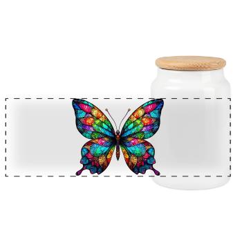 Papillon - Boîte à biscuits avec couvercle en bois - blanc - Devant