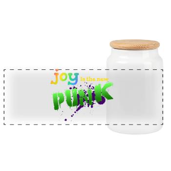 Joy is the new punk - Panorama Keksdose mit Holzdeckel - Weiß - Vorne