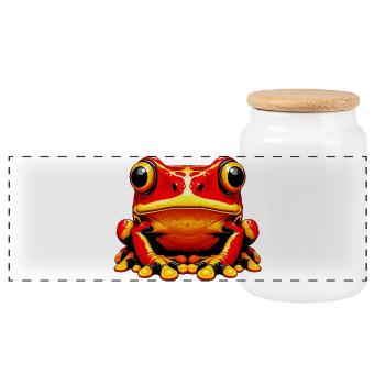 Grenouille - Boîte à biscuits avec couvercle en bois - blanc - Devant
