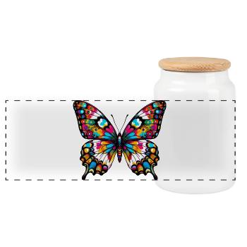 Papillon - Boîte à biscuits avec couvercle en bois - blanc - Devant