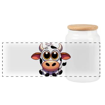 Vache - Boîte à biscuits avec couvercle en bois - blanc - Devant