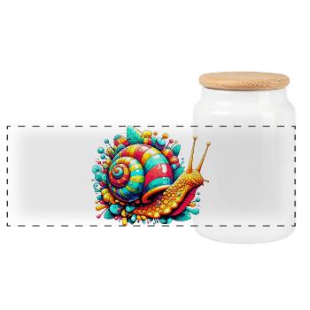 Snail - Panoramic Cookie Jar with Wooden Lid - white - Front