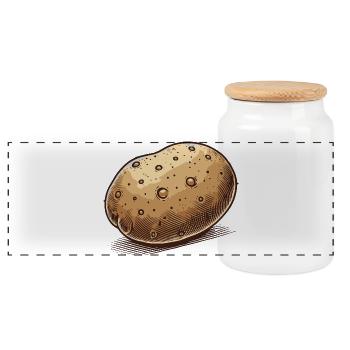 Pomme de terre - Boîte à biscuits avec couvercle en bois - blanc - Devant