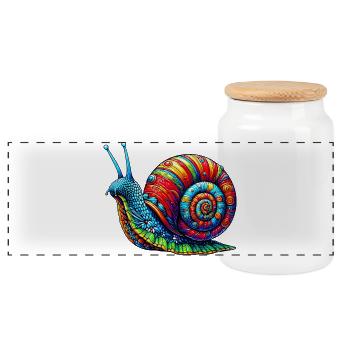 Schnecke - Panorama Keksdose mit Holzdeckel - Weiß - Vorne