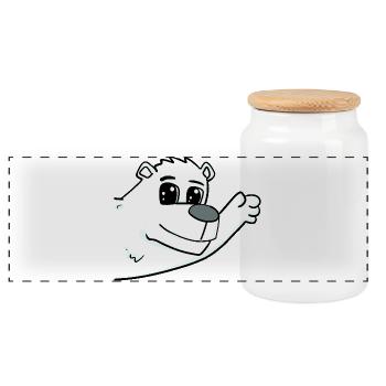 Polar Bear Greeting - Panoramic Cookie Jar with Wooden Lid - white - Front