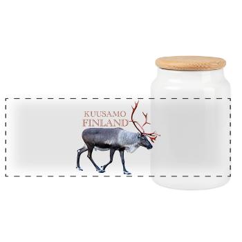 Kuusamo - Panoramic Cookie Jar with Wooden Lid - white - Front