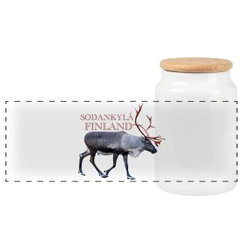 Sodankyla - Panoramic Cookie Jar with Wooden Lid - white - Front