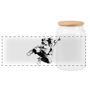 Breakdancer - Panoramic Cookie Jar with Wooden Lid - white - Front