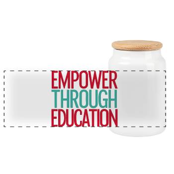Empower Through Education - Panorama Keksdose mit Holzdeckel - Weiß - Vorne