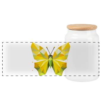 papillon citron jaune vif dans un style moderne - Boîte à biscuits avec couvercle en bois - blanc - Devant