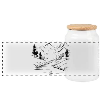 Montagnes - Boîte à biscuits avec couvercle en bois - blanc - Devant