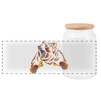 Ours brun en colère avec des fléchettes - Boîte à biscuits avec couvercle en bois - blanc - Devant