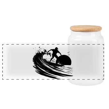 Surfeur - Boîte à biscuits avec couvercle en bois - blanc - Devant