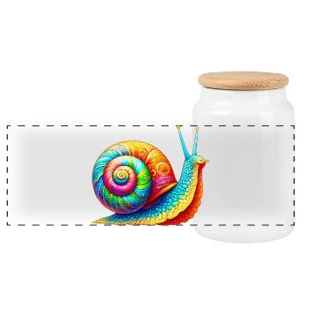 Schnecke - Panorama Keksdose mit Holzdeckel - Weiß - Vorne