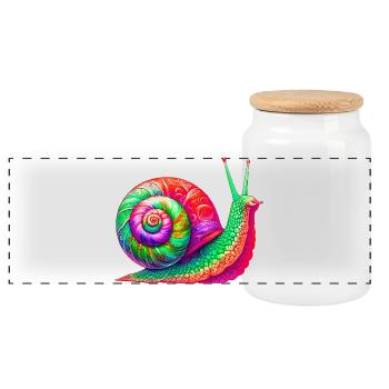 Snail - Panoramic Cookie Jar with Wooden Lid - white - Front
