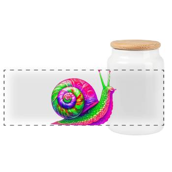Schnecke - Panorama Keksdose mit Holzdeckel - Weiß - Vorne
