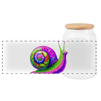 Snail - Panoramic Cookie Jar with Wooden Lid - white - Front