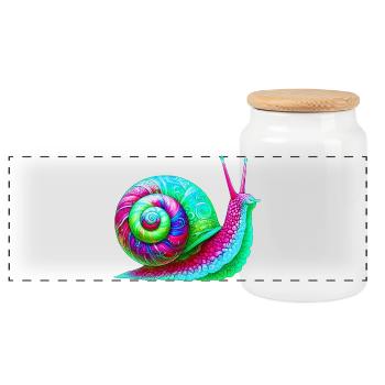 Snail - Panoramic Cookie Jar with Wooden Lid - white - Front