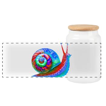 Schnecke - Panorama Keksdose mit Holzdeckel - Weiß - Vorne