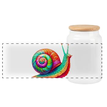 Snail - Panoramic Cookie Jar with Wooden Lid - white - Front
