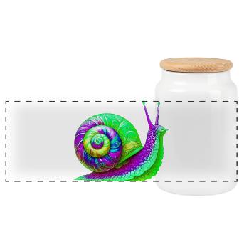 Snail - Panoramic Cookie Jar with Wooden Lid - white - Front