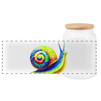 Schnecke - Panorama Keksdose mit Holzdeckel - Weiß - Vorne