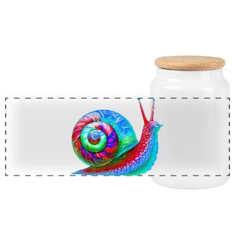 Schnecke - Panorama Keksdose mit Holzdeckel - Weiß - Vorne