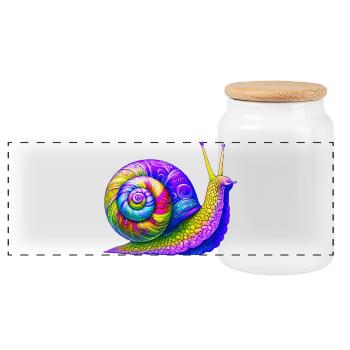 Schnecke - Panorama Keksdose mit Holzdeckel - Weiß - Vorne