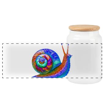 Schnecke - Panorama Keksdose mit Holzdeckel - Weiß - Vorne