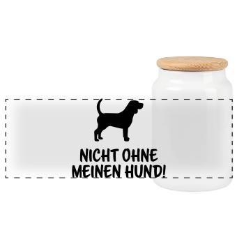 Nicht ohne meinen Hund - Panorama Keksdose mit Holzdeckel - Weiß - Vorne