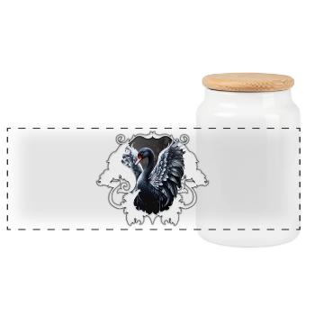À l’ombre de l’élégance : un cygne noir. - Boîte à biscuits avec couvercle en bois - blanc - Devant