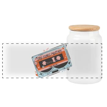 Sad Songs Mixtape for Heartbreak - Panoramic Cookie Jar with Wooden Lid - white - Front