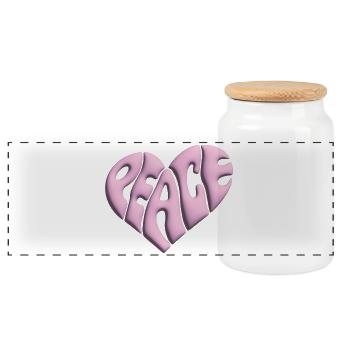 Coeur de la Paix 3d rose - Boîte à biscuits avec couvercle en bois - blanc - Devant