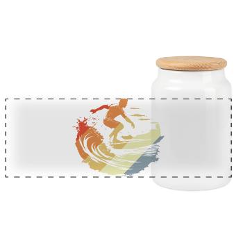 Surfing Vintage - Panoramic Cookie Jar with Wooden Lid - white - Front