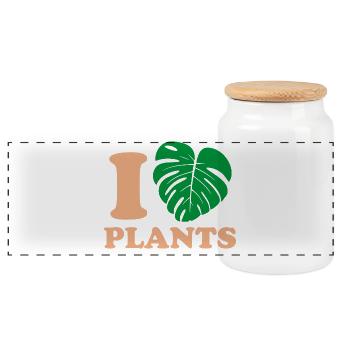Tropique Naturel Monstera Design - Boîte à biscuits avec couvercle en bois - blanc - Devant