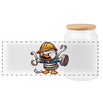 Ducks Ouvrier du bâtiment : l’humour dans le style de chantier de construction - Boîte à biscuits avec couvercle en bois - blanc - Devant