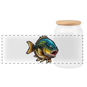 Fisch Lachs Meer See Ozean Fischer Angeln Geschenk - Panorama Keksdose mit Holzdeckel - Weiß - Vorne