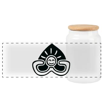 Relax and Smile - Panoramic Cookie Jar with Wooden Lid - white - Front