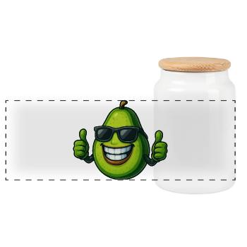 Avocat frais Pouces vers le haut Joie d’été Plaisir - Boîte à biscuits avec couvercle en bois - blanc - Devant