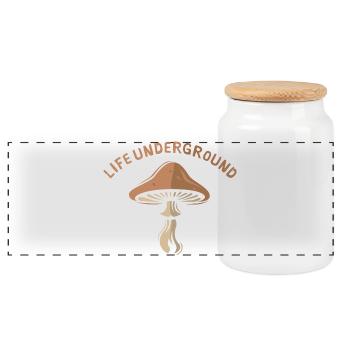 la vie souterraine Pilz - Amis de la nature et de la forêt - Boîte à biscuits avec couvercle en bois - blanc - Devant