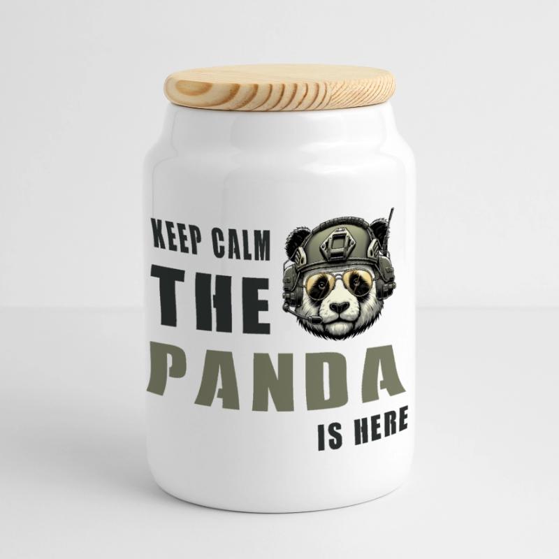 Tactical Panda – Keep Calm Panoramic Cookie Jar with Wooden Lid