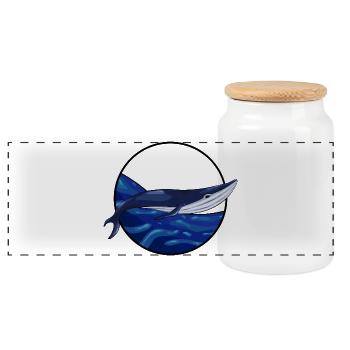 Crête de baleine azur au milieu des vagues océaniques - Boîte à biscuits avec couvercle en bois - blanc - Devant
