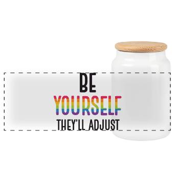 LGBTQ Pride Month - Sei du selbst. Sie werden sich anpassen - Panorama Keksdose mit Holzdeckel - Weiß - Vorne