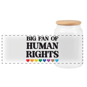 LGBTQ Pride Month - Big Fan of Human Rights - Panoramic Cookie Jar with Wooden Lid - white - Front