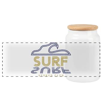 Surf Stoked Club - Surfing Wave - Panoramic Cookie Jar with Wooden Lid - white - Front